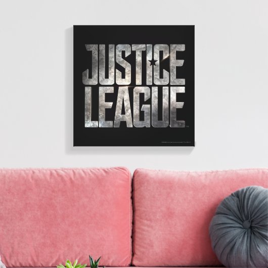 Justice League | Justice League Metallic Logo Canvas Afdruk (Insitu (Woonkamer))