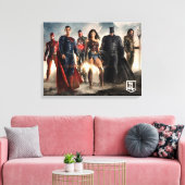 Justice League | Justice League on Battlefield Canvas Afdruk (Insitu (Woonkamer))