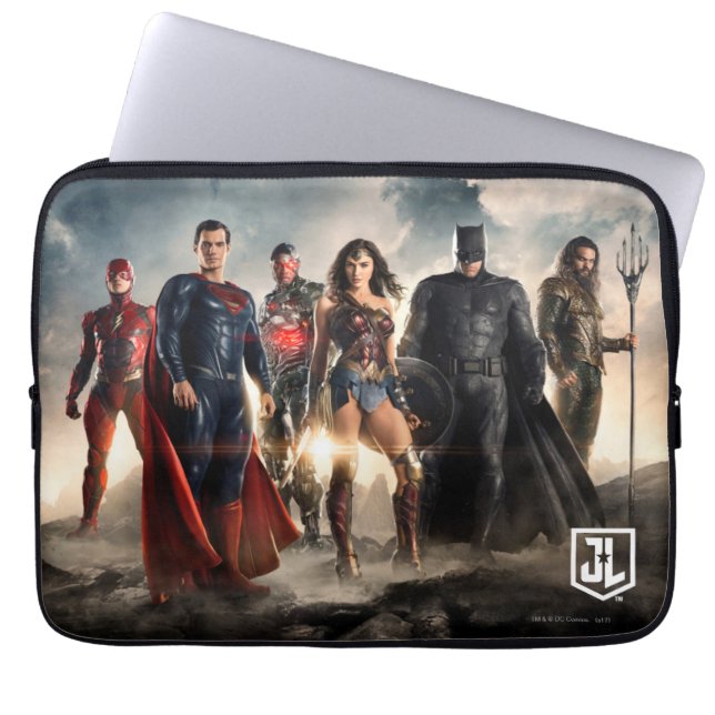 Justice League | Justice League on Battlefield Laptop Sleeve (Voorkant)