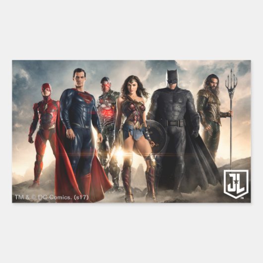 Justice League | Justice League on Battlefield Rechthoekige Sticker (Voorkant)