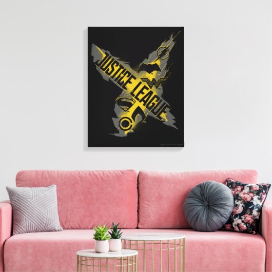 Justice League | Justice League & Team Symbols Canvas Afdruk (Insitu (Woonkamer))