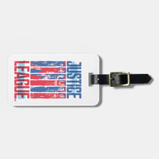 Justice League | Kunst met blauwe en rode Pop Bagagelabel (Voorkant horizontaal)