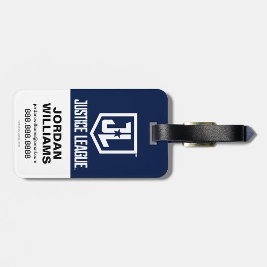 Justice League | Kunst met blauwe en rode Pop Bagagelabel (Achterkant horizontaal)