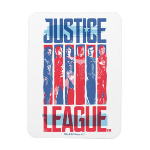 Justice League   Kunst met blauwe en rode Pop Magneet