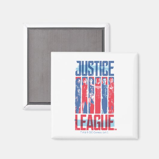 Justice League | Kunst met blauwe en rode Pop Magneet (Voorkant / Achterkant)