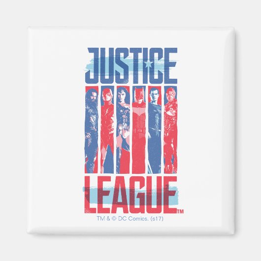 Justice League | Kunst met blauwe en rode Pop Magneet (Voorkant)