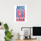 Justice League | Kunst met blauwe en rode Pop Poster (Thuiskantoor)