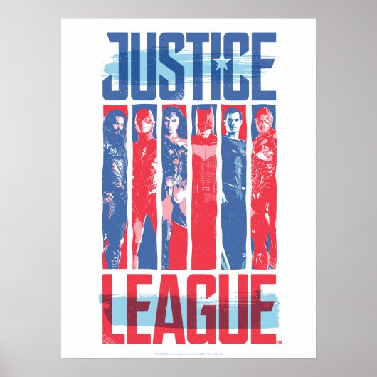 Justice League | Kunst met blauwe en rode Pop Poster (Voorkant)