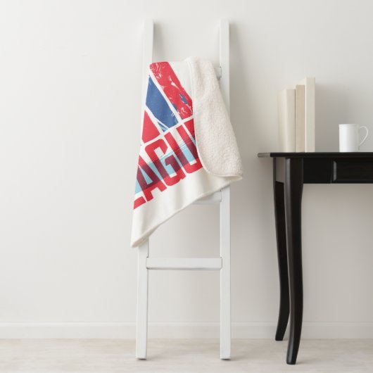 Justice League | Kunst met blauwe en rode Pop Sherpa Deken (In situ)