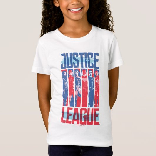 Justice League | Kunst met blauwe en rode Pop T-shirt (Voorkant)