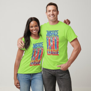 Justice League Kunst met blauwe en rode Pop T-shirt