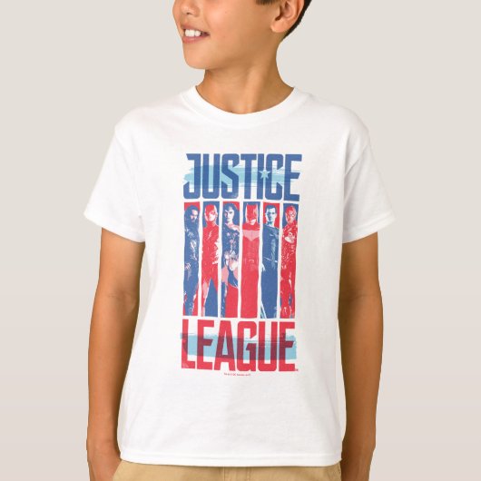 Justice League | Kunst met blauwe en rode Pop T-shirt (Voorkant)