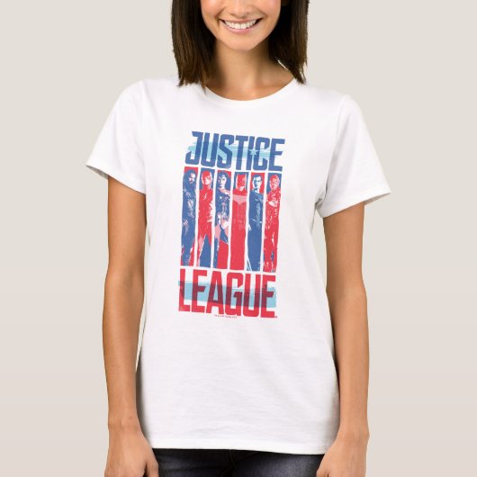 Justice League | Kunst met blauwe en rode Pop T-shirt (Voorkant)