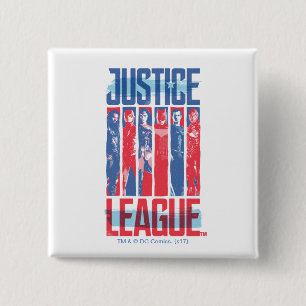Justice League   Kunst met blauwe en rode Pop Vierkante Button 5,1 Cm