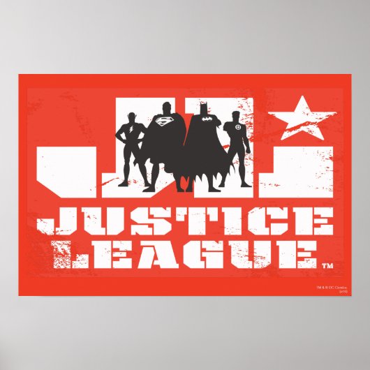 Justice League Logo en Character Silhouettes Poster (Voorkant)