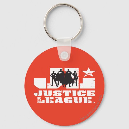Justice League Logo en Character Silhouettes Sleutelhanger (Voorkant)