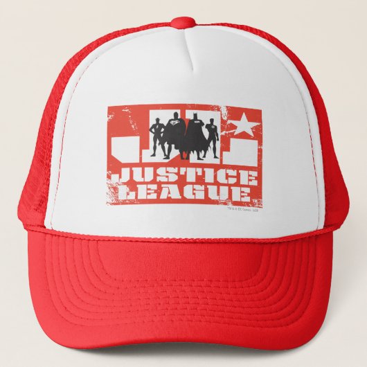 Justice League Logo en Character Silhouettes Trucker Pet (Voorkant)