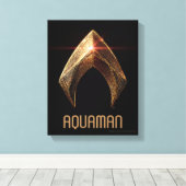 Justice League | Metallic Aquaman Symbol Canvas Afdruk (Insitu (Houten vloer))