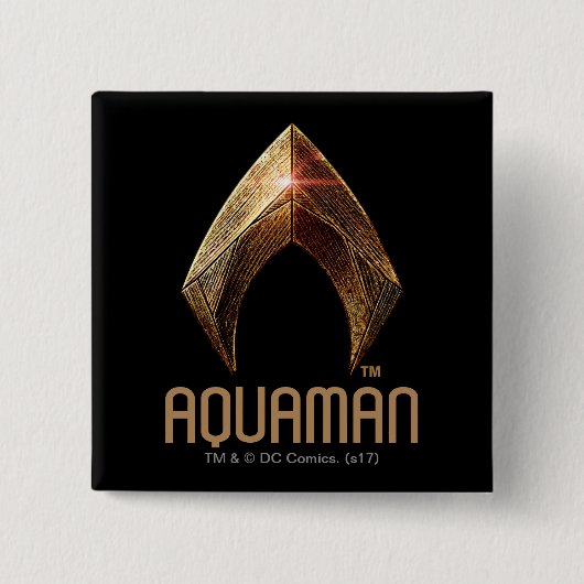 Justice League | Metallic Aquaman Symbol Vierkante Button 5,1 Cm (Voorkant)