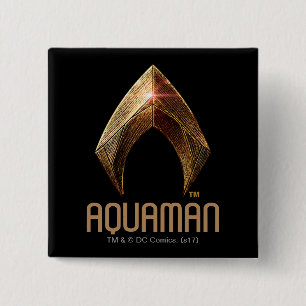 Justice League   Metallic Aquaman Symbol Vierkante Button 5,1 Cm