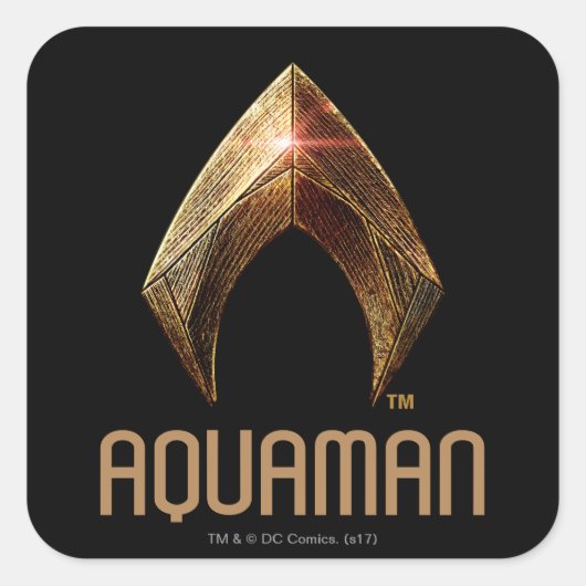 Justice League | Metallic Aquaman Symbol Vierkante Sticker (Voorkant)