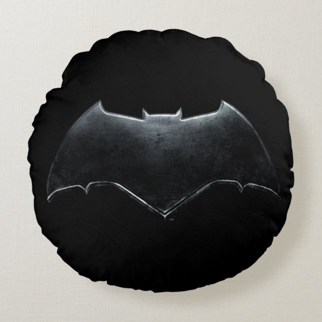 Justice League | Metallic Batman-symbool Rond Kussen (Voorkant)