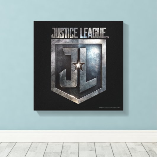 Justice League | Metallic JL Shield Canvas Afdruk (Insitu (Houten vloer))