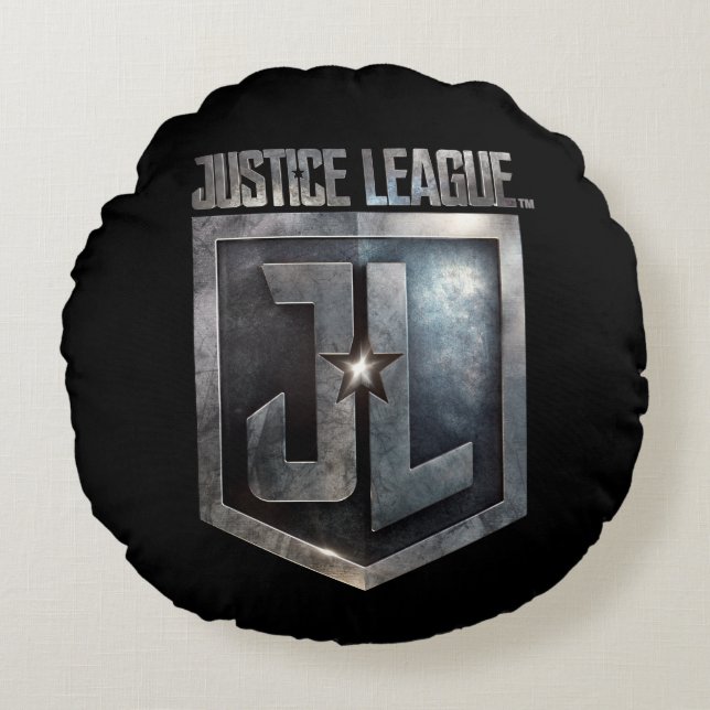 Justice League | Metallic JL Shield Rond Kussen (Voorkant)