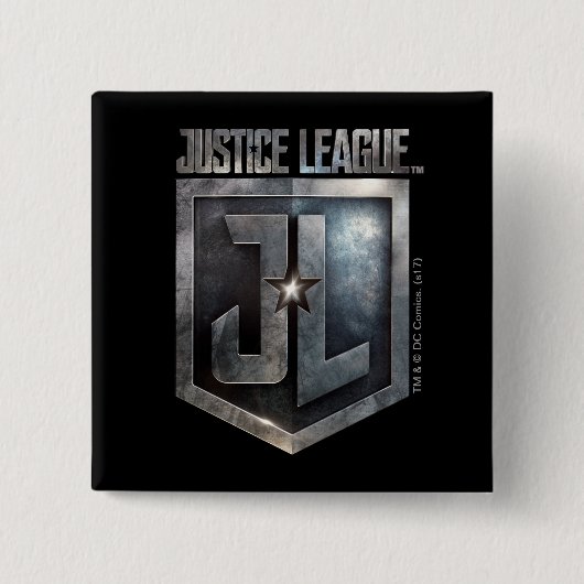 Justice League | Metallic JL Shield Vierkante Button 5,1 Cm (Voorkant)