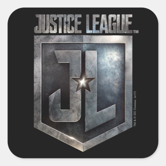Justice League | Metallic JL Shield Vierkante Sticker (Voorkant)