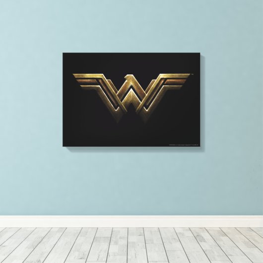 Justice League | Metallic Wonder Woman Symbol Canvas Afdruk (Insitu (Houten vloer))