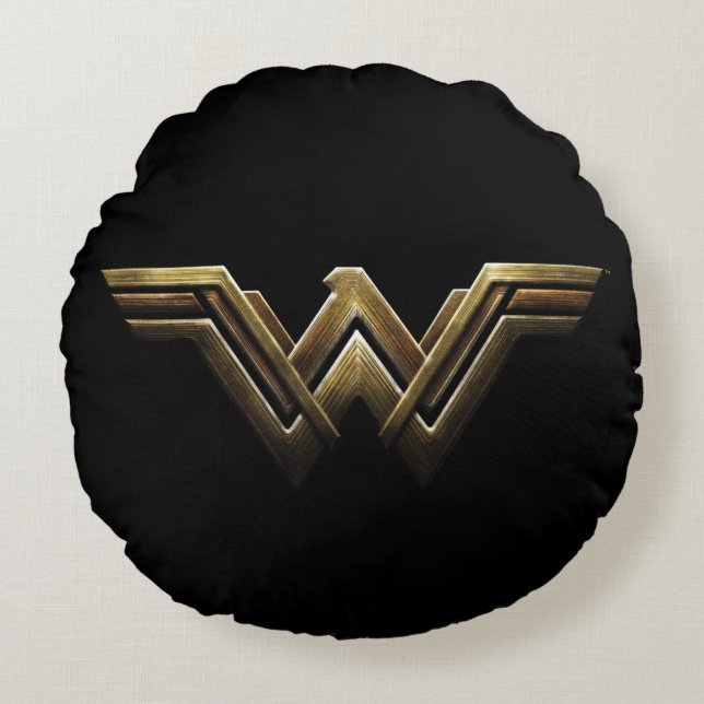 Justice League | Metallic Wonder Woman Symbol Rond Kussen (Voorkant)