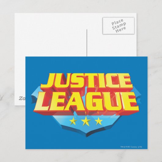 Justice League Name and Shield Logo Briefkaart (Voorkant / Achterkant)