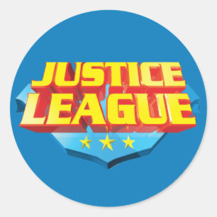Justice League Name and Shield Logo Ronde Sticker
