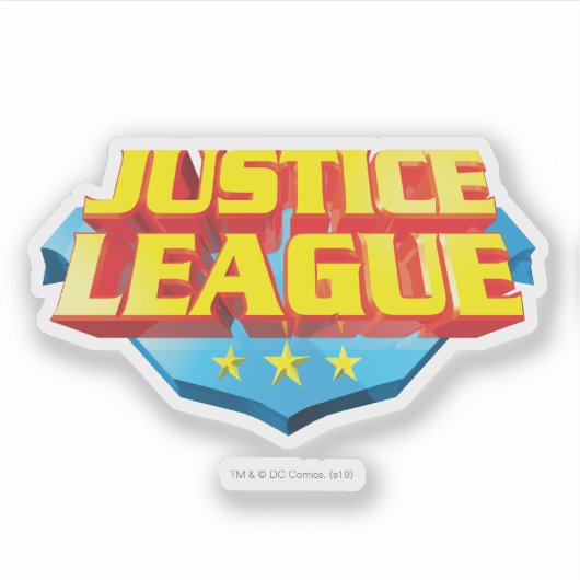 Justice League Name and Shield Logo Sticker (Voorkant)