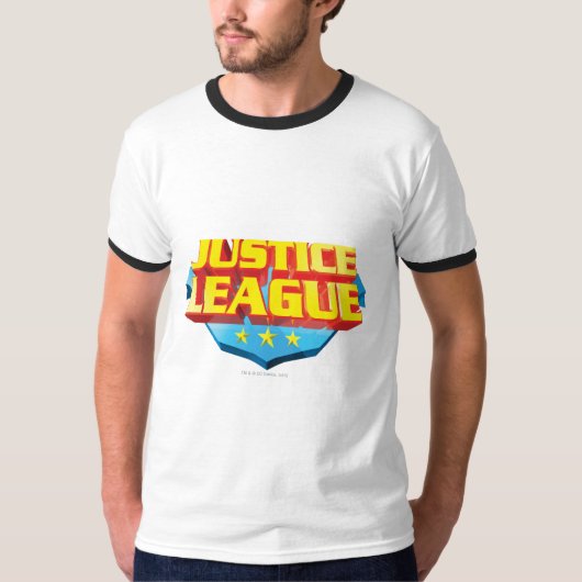 Justice League Name and Shield Logo T-shirt (Voorkant)