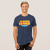 Justice League Name and Shield Logo Tri-Blend Shirt (Voorkant volledig)