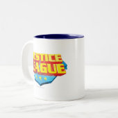 Justice League Name and Shield Logo Tweekleurige Koffiemok (Voorkant links)