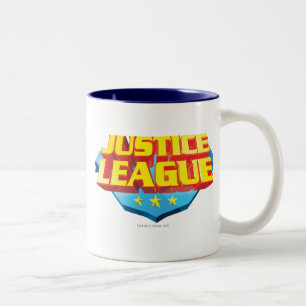 Justice League Name and Shield Logo Tweekleurige Koffiemok