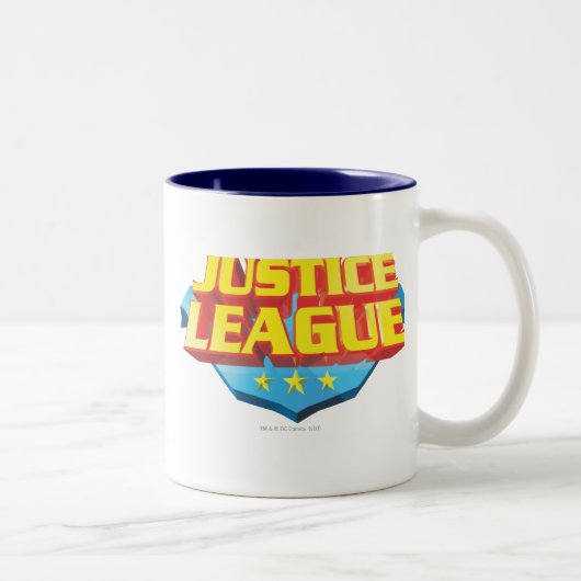 Justice League Name and Shield Logo Tweekleurige Koffiemok (Rechts)