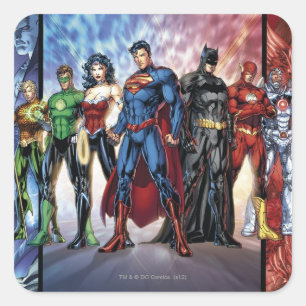 Justice League Nieuwe 52 leden van de Rechtspleg Vierkante Sticker