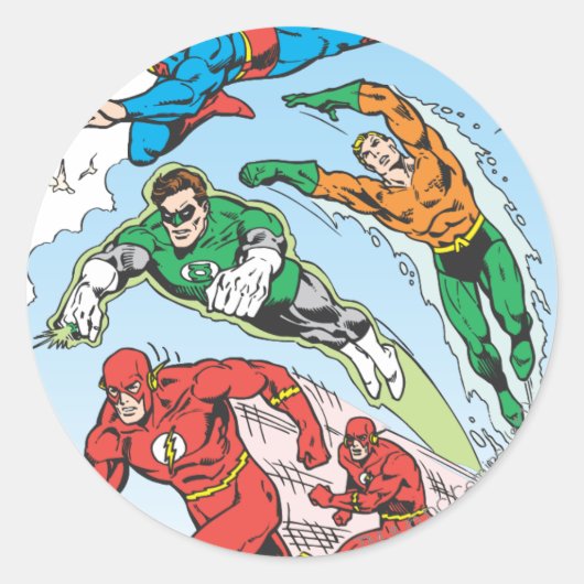 Justice League of America Group 3 Ronde Sticker (Voorkant)