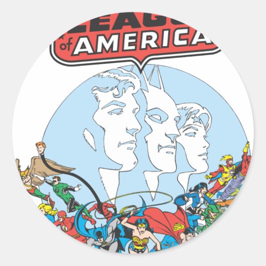 Justice League of America Group Ronde Sticker (Voorkant)