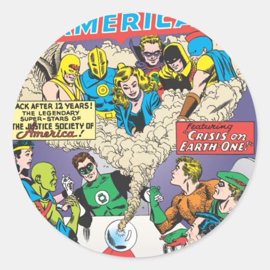 Justice League of America Issue #21 - aug Ronde Sticker (Voorkant)