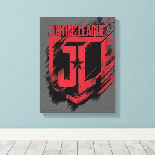 Justice League | Penseelverf JL-schild Canvas Afdruk (Insitu (Houten vloer))