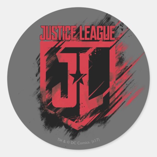 Justice League | Penseelverf JL-schild Ronde Sticker (Voorkant)