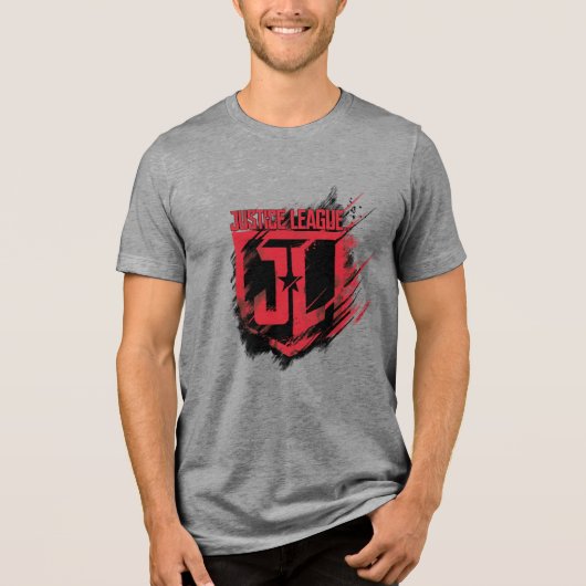 Justice League | Penseelverf JL-schild Tri-Blend Shirt (Voorkant)