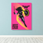 Justice League | Pictogram Wonder Woman Silhouette Canvas Afdruk (Insitu (Houten vloer))