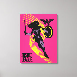 Justice League Pictogram Wonder Woman Silhouette Canvas Afdruk