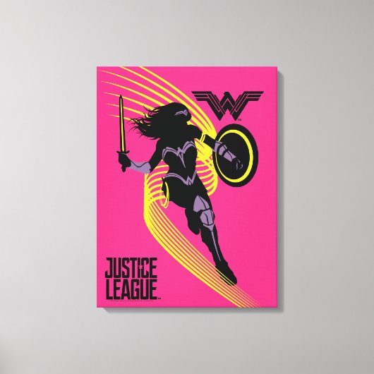 Justice League | Pictogram Wonder Woman Silhouette Canvas Afdruk (Voorkant)
